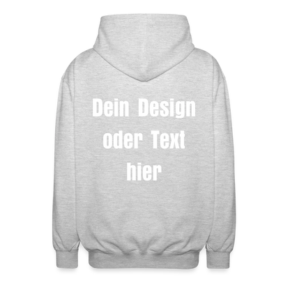 Unisex Kapuzenjacke - personalisierbare Vorder- und Rückseite - Hellgrau meliert