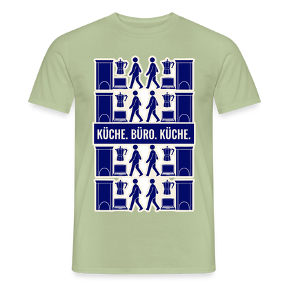 Küche. Büro. Küche. Motiv-T-Shirt für Männer, Farbe Sage