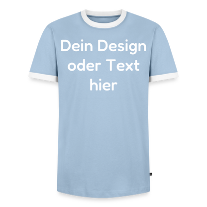Männer Kontrast-T-Shirt - personalisierbare Vorder- und Rückseite - Hellblau/Weiß 