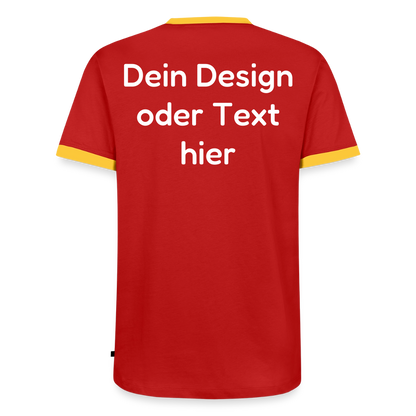 Männer Kontrast-T-Shirt - personalisierbare Vorder- und Rückseite - Rot/Gelb 