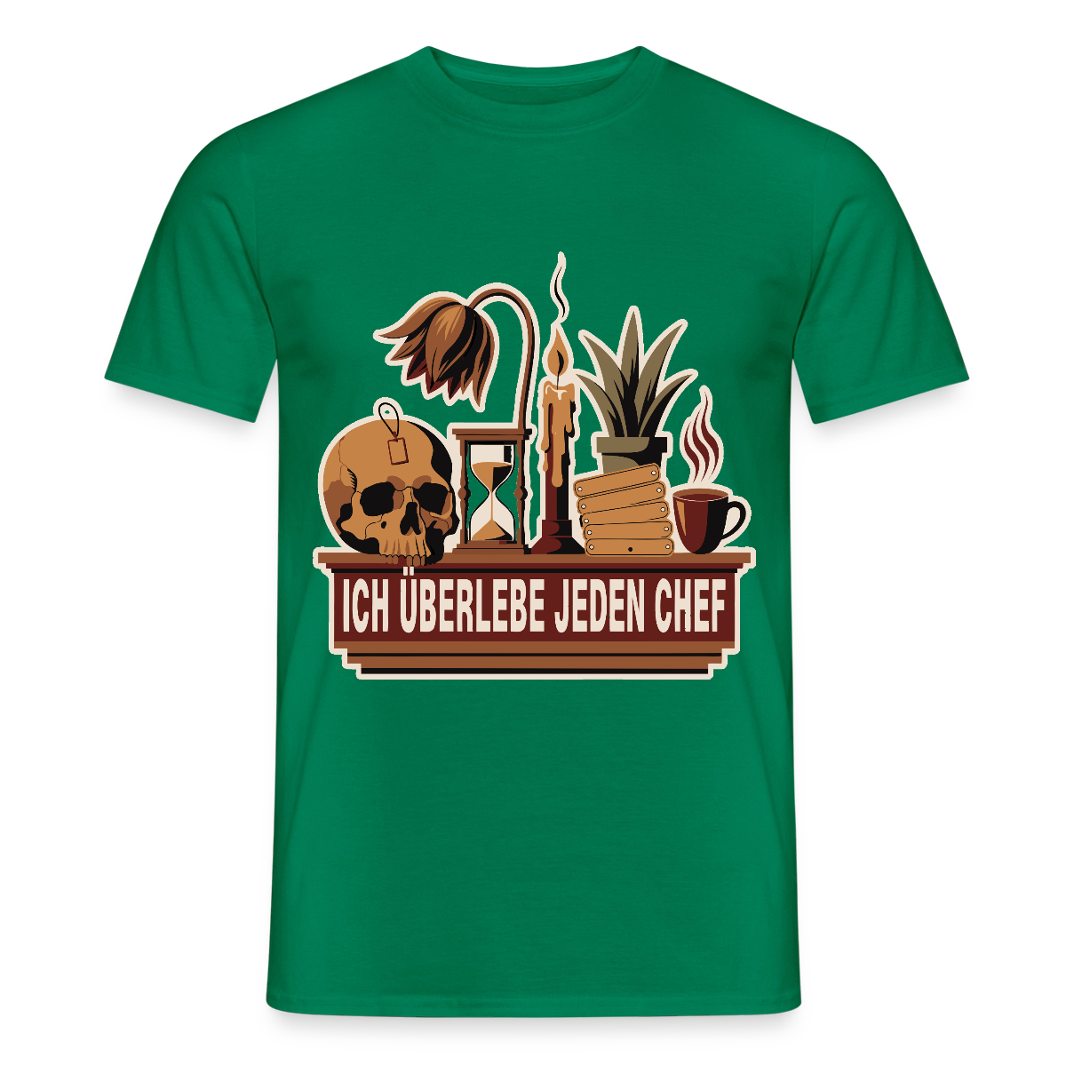 Ich überlebe jeden Chef. Motiv-T-Shirt für Männer, Farbe Kelly Green