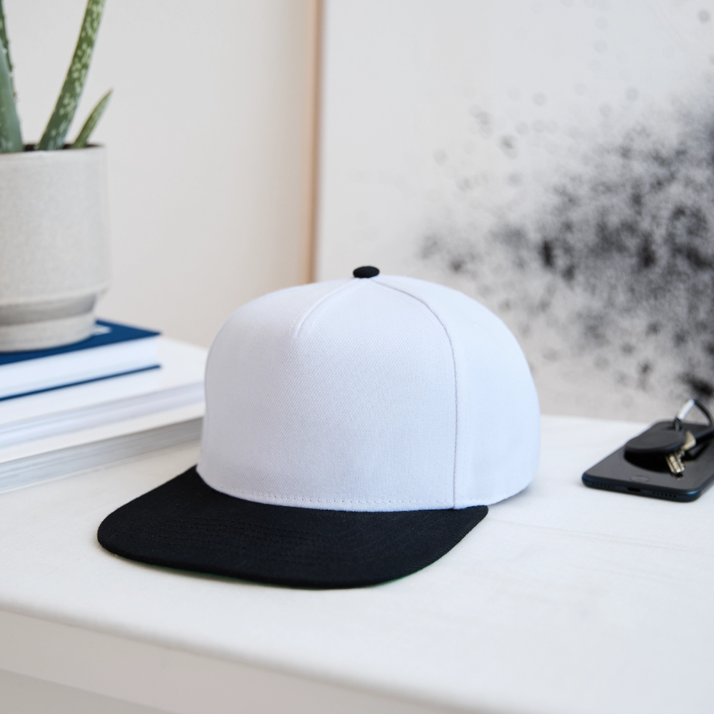 Snapback Cap - personalisierbar - Weiß/Schwarz