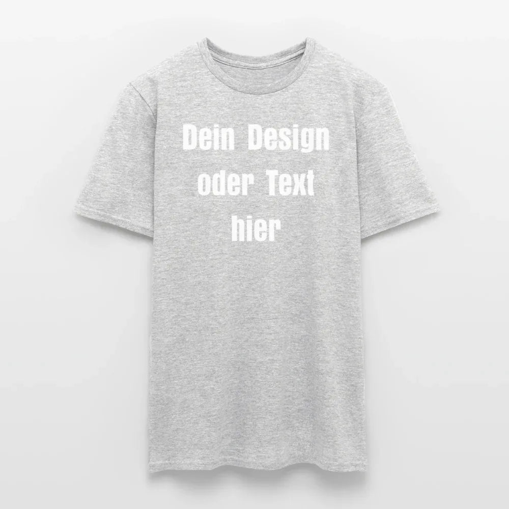 Männer T-Shirt - personalisierbare Vorder- und Rückseite - Grau meliert