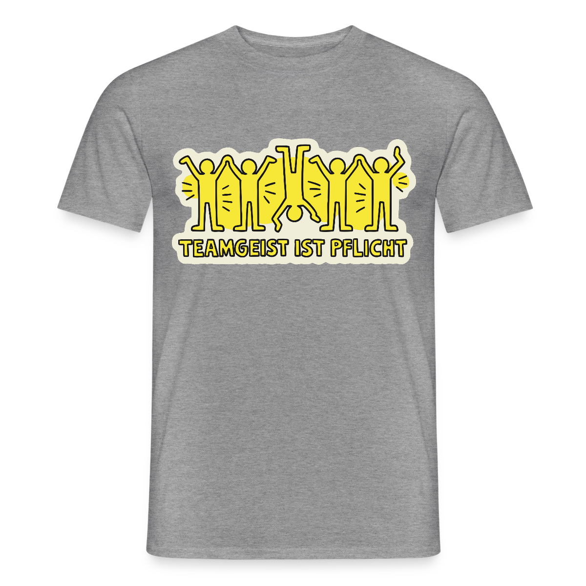 Teamgeist ist Pflicht. Pop-Art-Motiv Motiv-T-Shirt für Männer, Farbe Graphit meliert