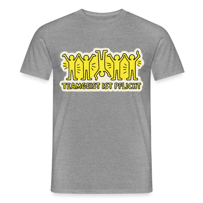 Teamgeist ist Pflicht. Pop-Art-Motiv Motiv-T-Shirt für Männer, Farbe Graphit meliert