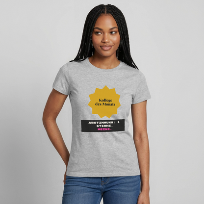 "Kollege des Monats. Abstimmung: 1 Stimme. Meine." Motiv-T-Shirt für Frauen, Farbe Grau meliert