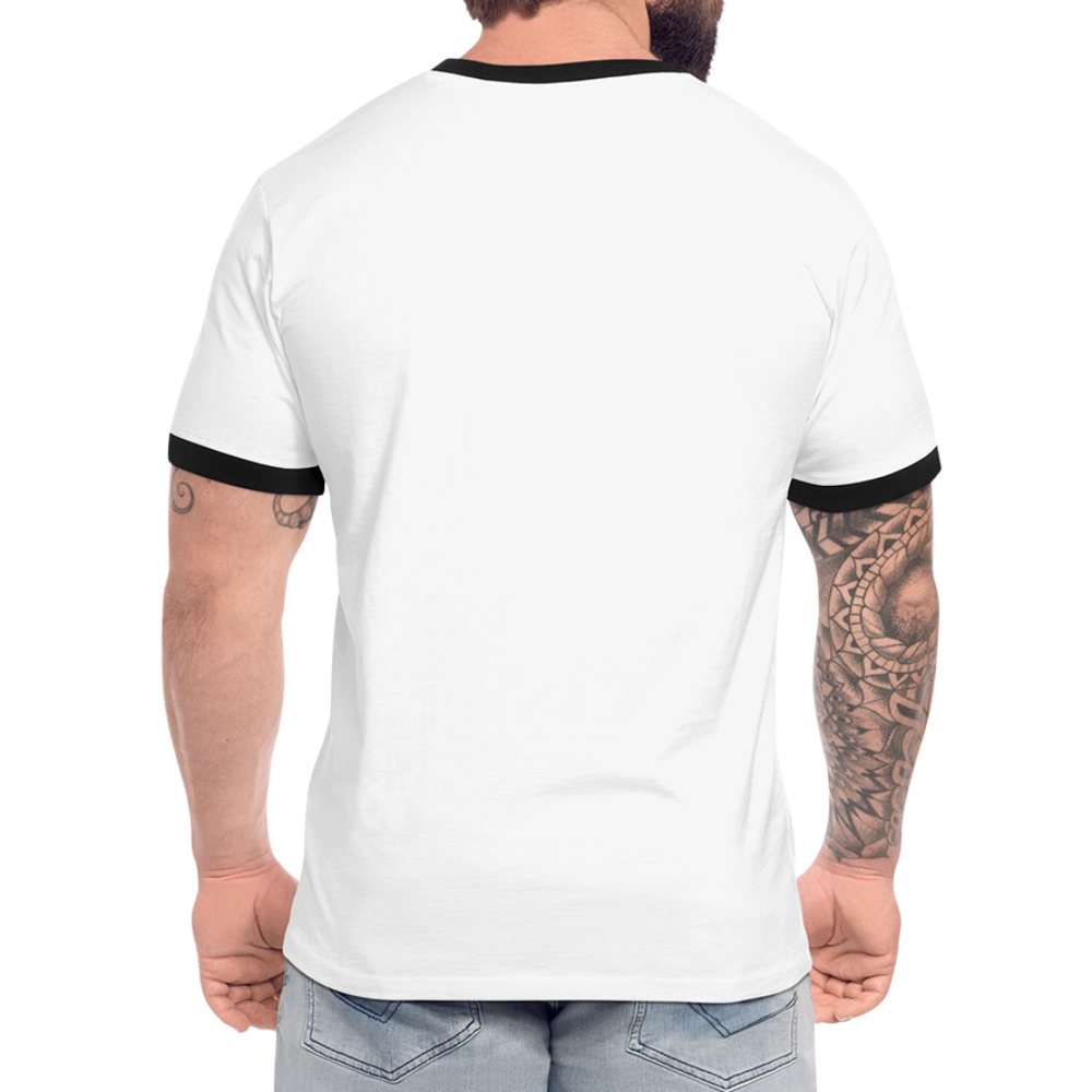 Männer Kontrast-T-Shirt - personalisierbare Vorder- und Rückseite - Weiß/Schwarz