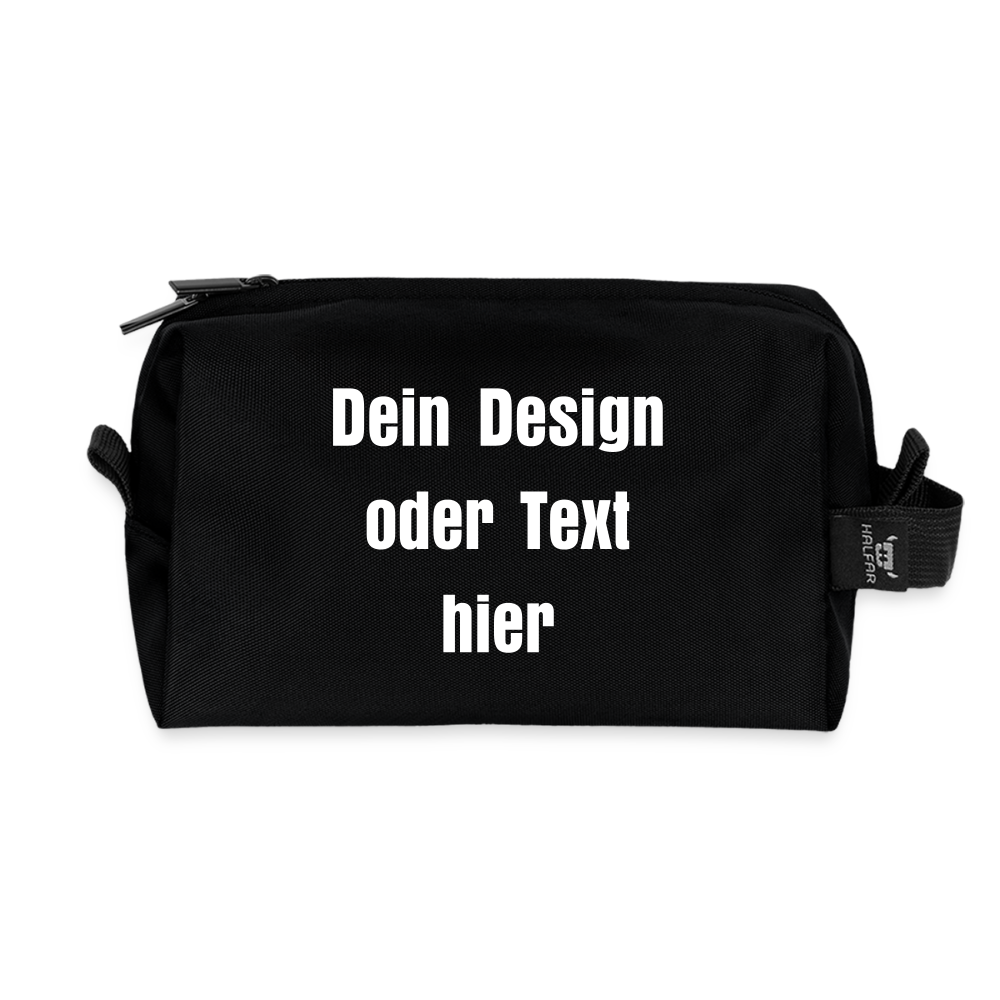 Recycelte Kulturtasche - personalisierbar - Schwarz