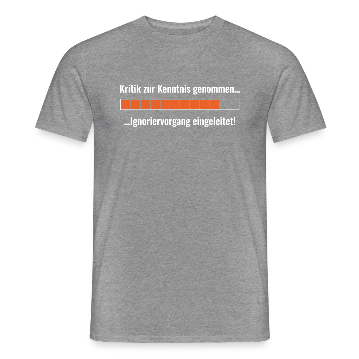 Kritik zur Kenntnis genommen. Ladebalken-Motiv Motiv-T-Shirt für Männer, Farbe Graphit meliert