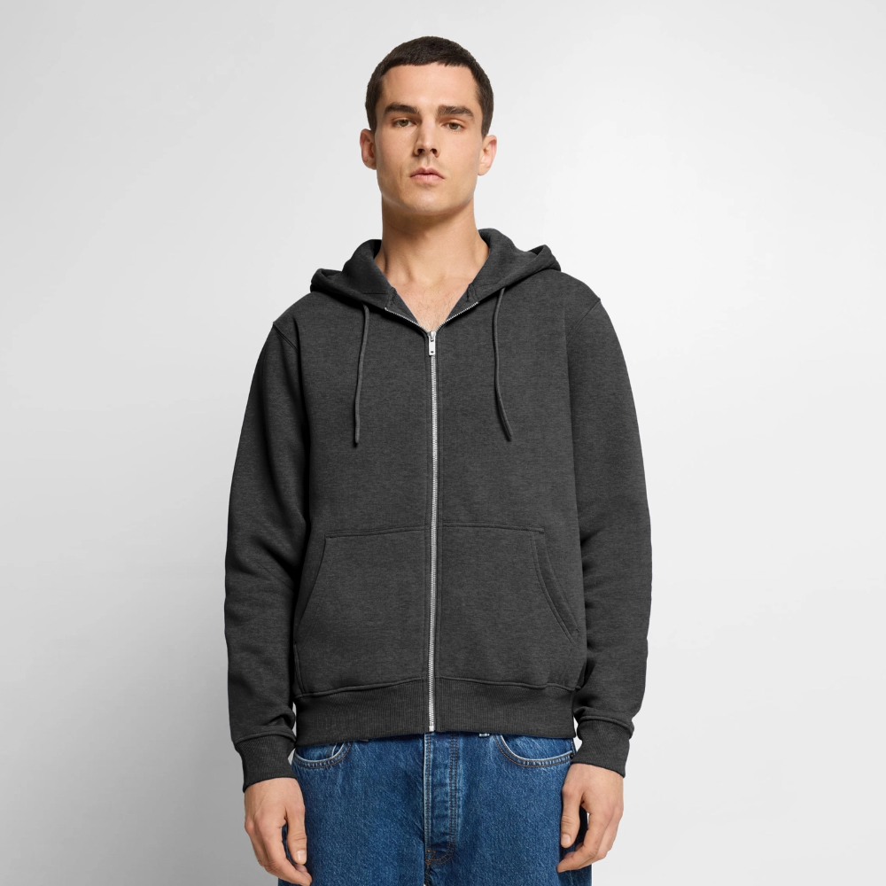 Männer Premium Kapuzenjacke - personalisierbare Vorder- und Rückseite - Anthrazit meliert