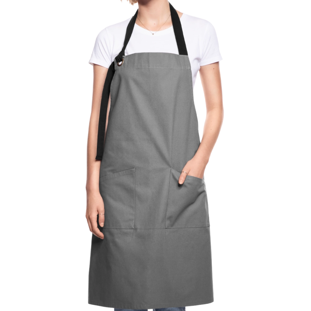 Kontrastschürze aus 100% Baumwolle, Metall - personalisierbar - Grau/Schwarz