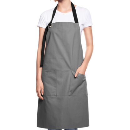 Kontrastschürze aus 100% Baumwolle, Metall - personalisierbar - Grau/Schwarz