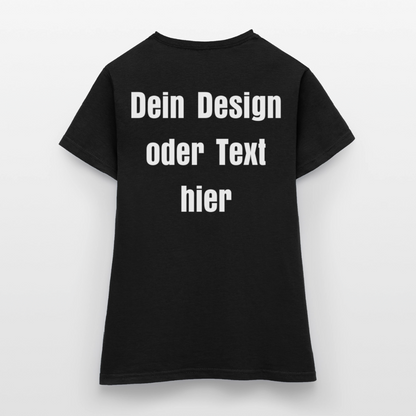 Frauen T-Shirt - personalisierbare Vorder- und Rückseite - Schwarz