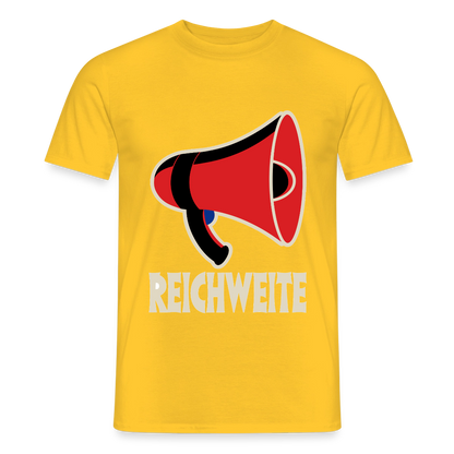 Reichweite. Sachplakat-Motiv Motiv-T-Shirt für Männer, Farbe Gelb