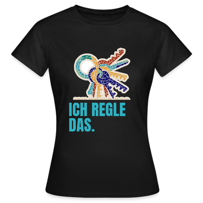 Ich regle das. Mosaik-Motiv Motiv-T-Shirt für Frauen, Farbe Schwarz