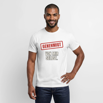 "Genehmigt. Von mir selbst." Motiv-T-Shirt für Männer, Farbe Weiß
