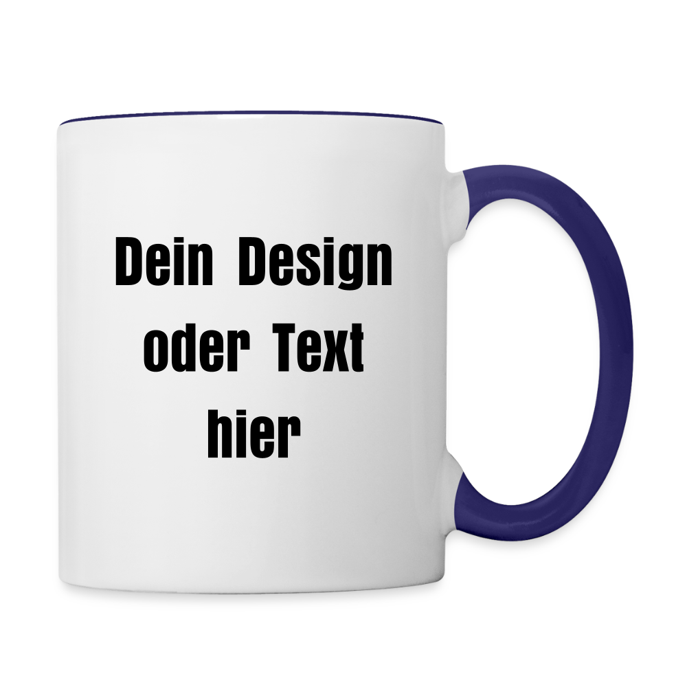 Keramiktasse zweifarbig 325ml - personalisierbar - Weiß/Kobaltblau