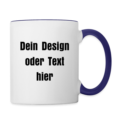 Keramiktasse zweifarbig 325ml - personalisierbar - Weiß/Kobaltblau