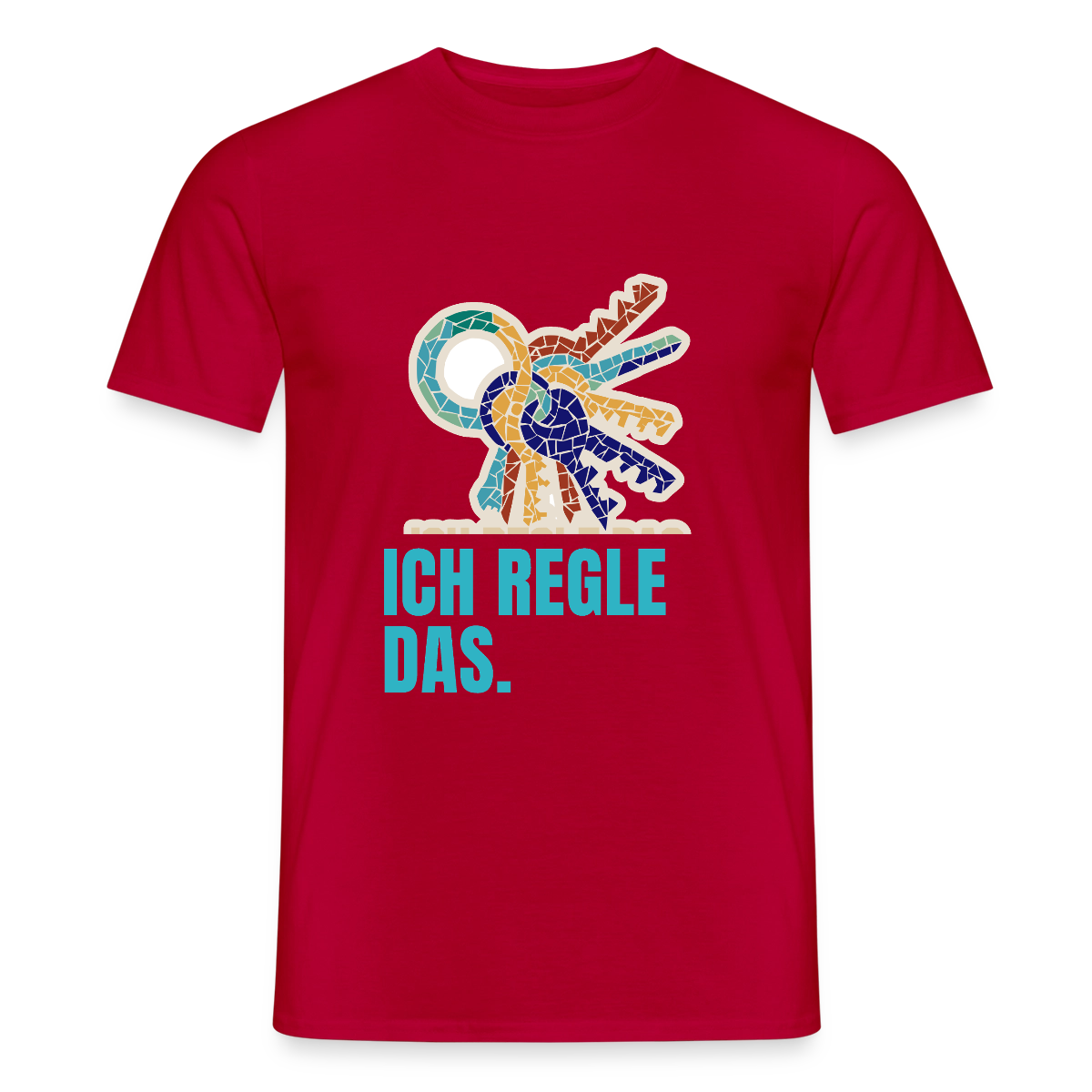 Ich regle das. Mosaik-Motiv Motiv-T-Shirt für Männer, Farbe Rot