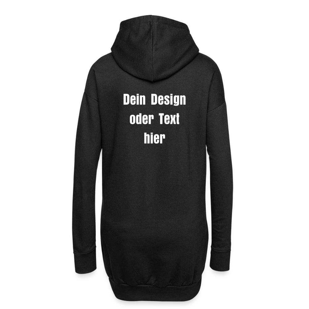 Hoodie-Kleid / Kapuzenpullover in Kleidlänge - personalisierbare Vorder- und Rückseite - Schwarz
