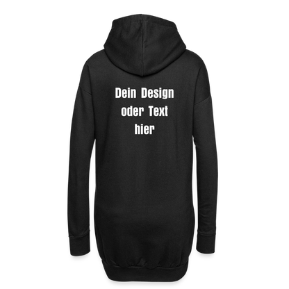 Hoodie-Kleid / Kapuzenpullover in Kleidlänge - personalisierbare Vorder- und Rückseite - Schwarz