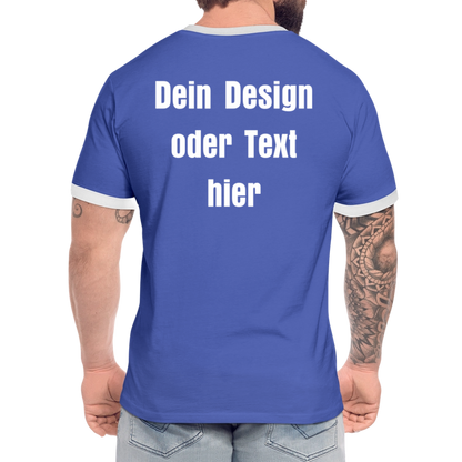 Männer Kontrast-T-Shirt - personalisierbare Vorder- und Rückseite - Blau/Weiß