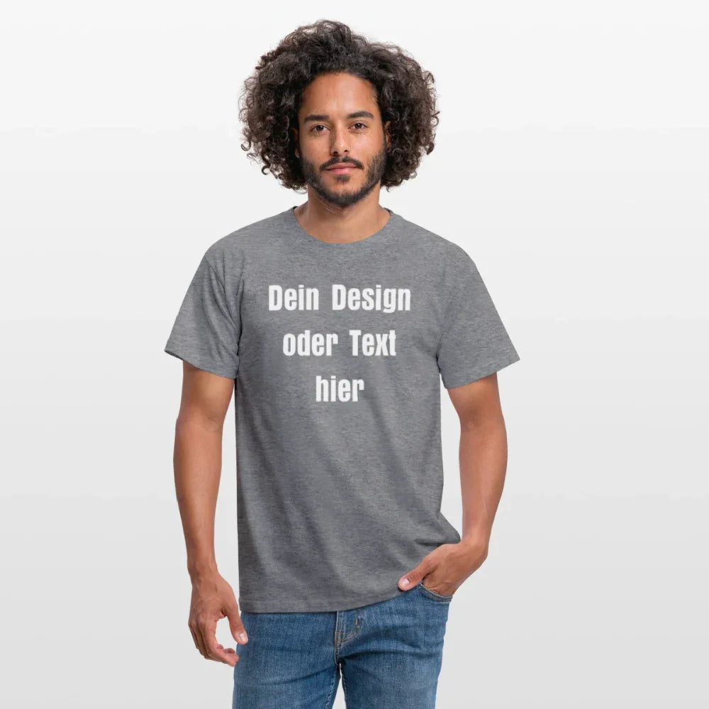 Männer T-Shirt - personalisierbare Vorder- und Rückseite - Graphit meliert