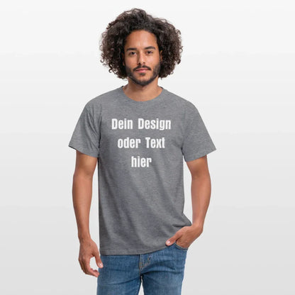 Männer T-Shirt - personalisierbare Vorder- und Rückseite - Graphit meliert
