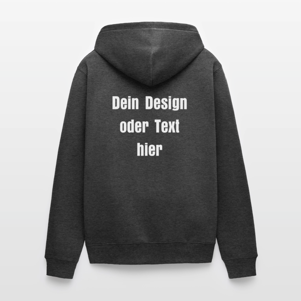 Männer Premium Kapuzenjacke - personalisierbare Vorder- und Rückseite - Anthrazit meliert