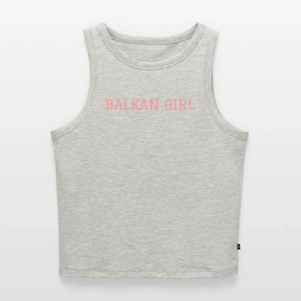 "Balkan Girl" - Frauen Cropped Tank Top - Grau meliert
