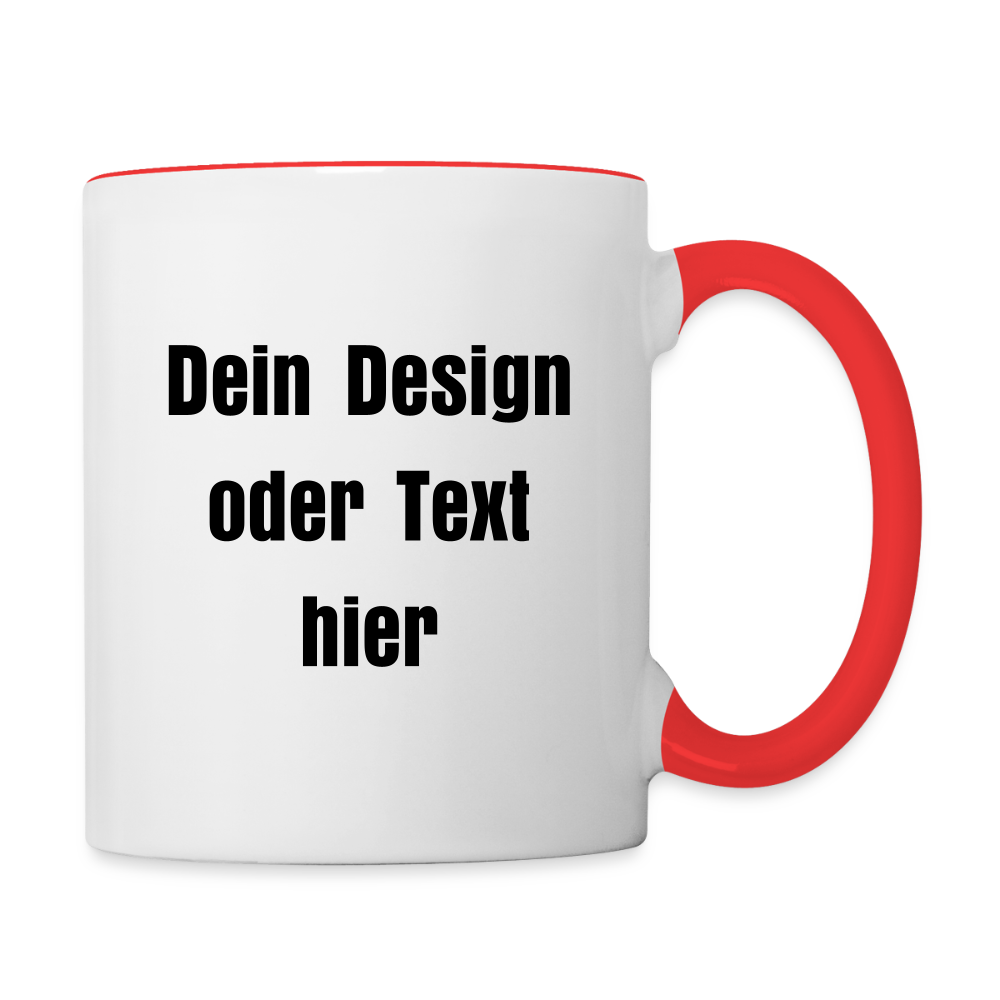 Keramiktasse zweifarbig 325ml - personalisierbar - Weiß/Rot