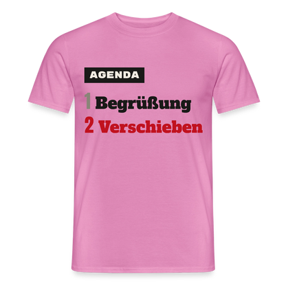 Agenda: 1 Begrüßung, 2 Verschieben Motiv-T-Shirt für Männer, Farbe Pink