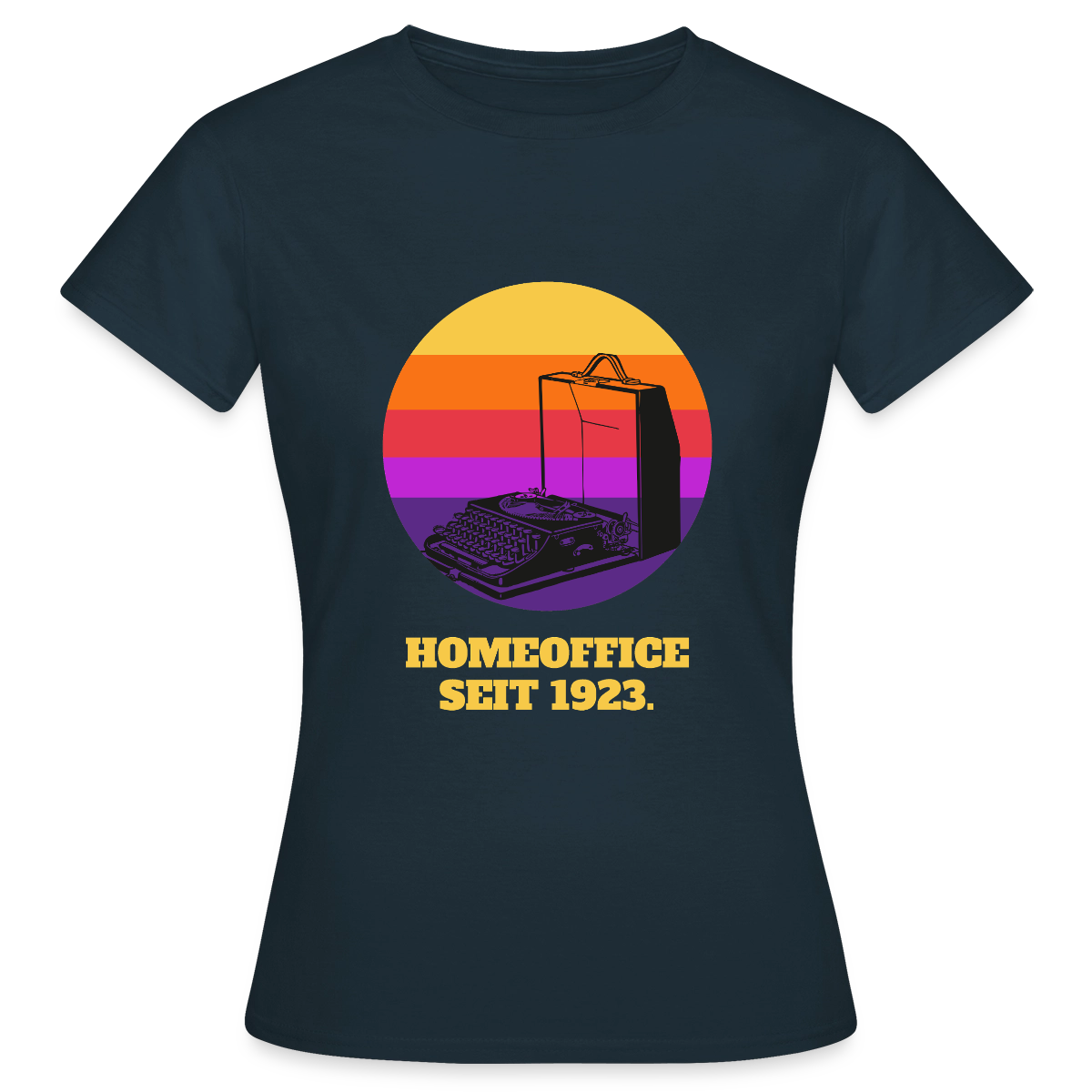 Homeoffice seit 1923 Motiv-T-Shirt für Frauen, Farbe Navy