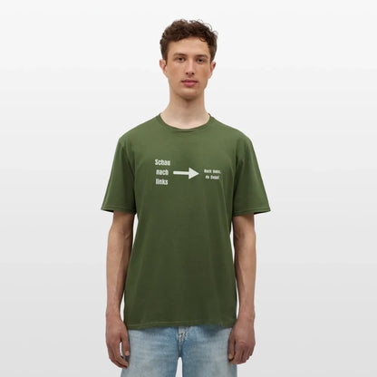 "Schau nach links" Motiv-T-Shirt für Männer - Militärgrün