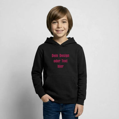 Kinder Hoodie - personalisierbare Vorder- und Rückseite - Schwarz