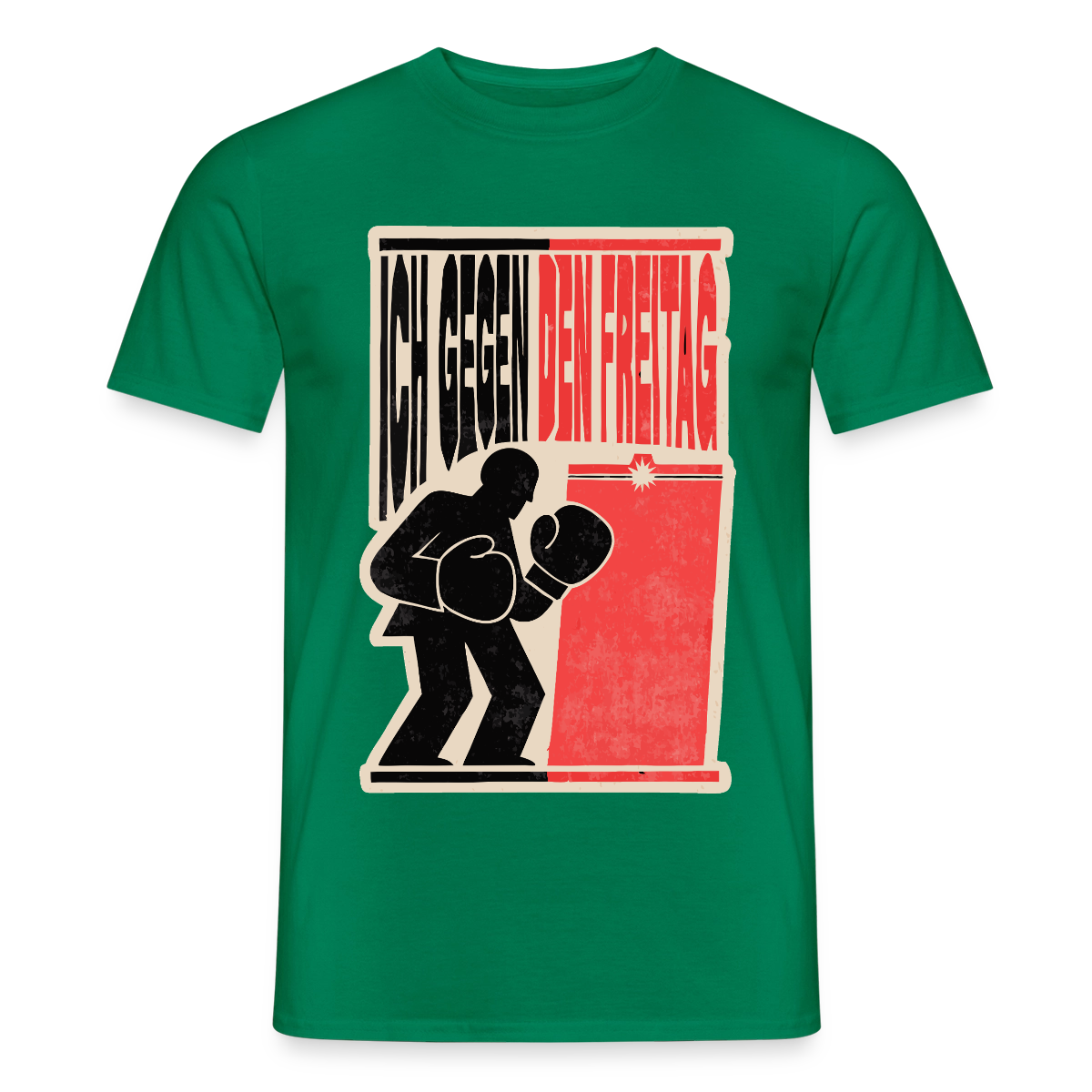 "Ich gegen den Freitag. Boxplakat-Motiv" Motiv-T-Shirt für Männer, Farbe Kelly Green
