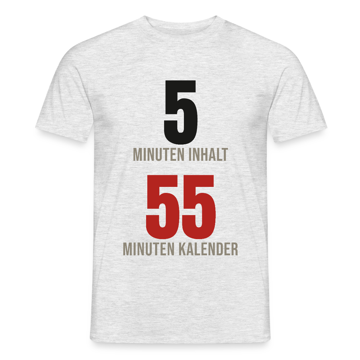 5 Minuten Inhalt, 55 Minuten Kalender Motiv-T-Shirt für Männer, Farbe Grau meliert, Model