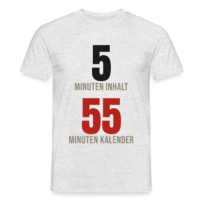 5 Minuten Inhalt, 55 Minuten Kalender Motiv-T-Shirt für Männer, Farbe Grau meliert, Model