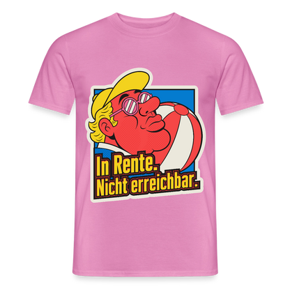 "In Rente. Nicht erreichbar. Popart-Motiv" Motiv-T-Shirt für Männer, Farbe Pink