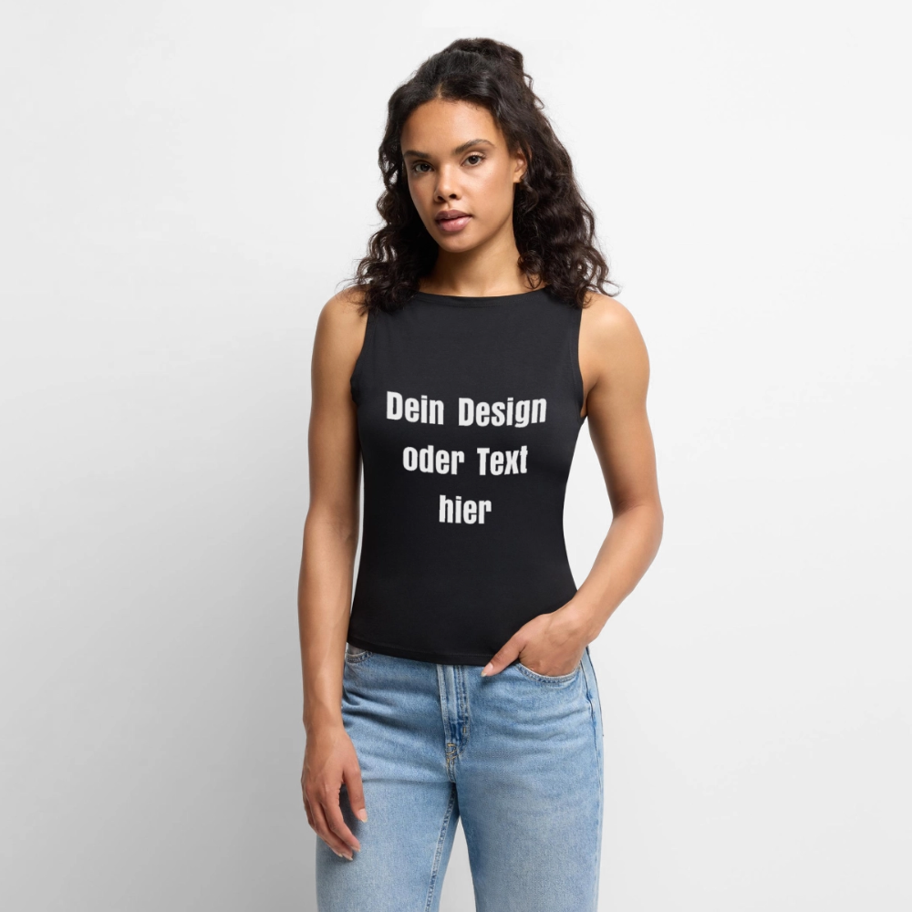 Frauen Tank Top mit U-Boot-Ausschnitt - personalisierbar - Schwarz