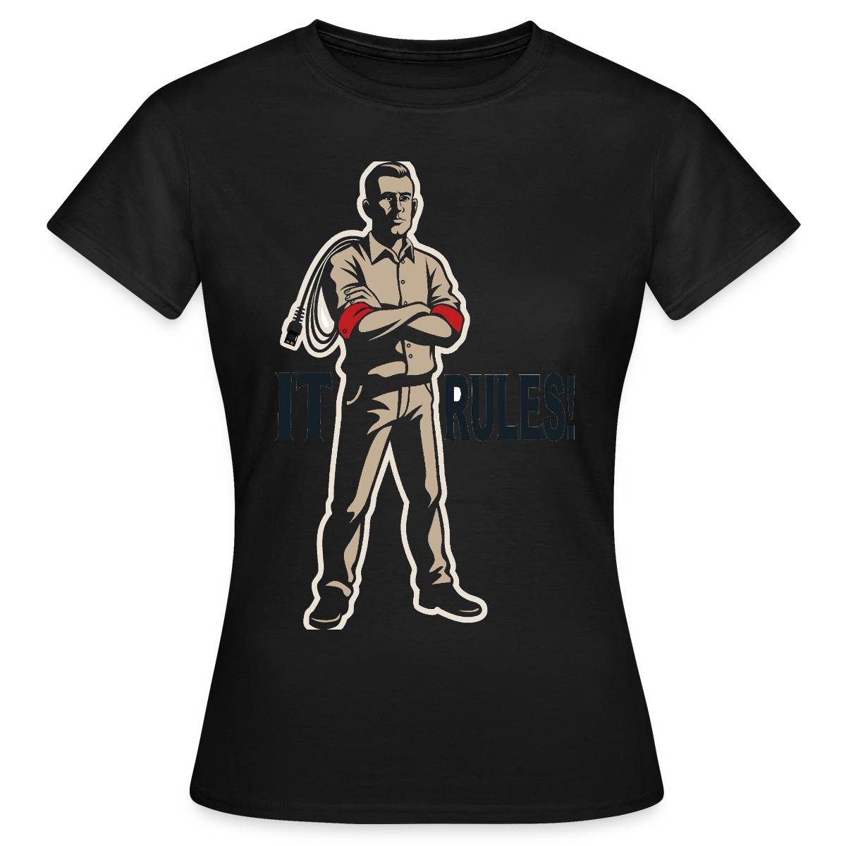 IT rules! Motiv-T-Shirt für Frauen, Farbe Schwarz