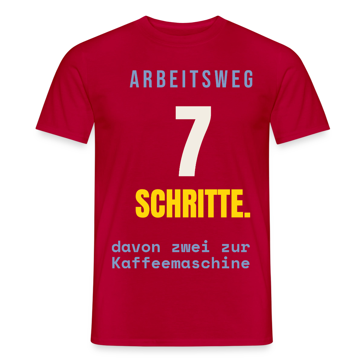 Arbeitsweg: sieben Schritte Motiv-T-Shirt für Männer, Farbe Rot