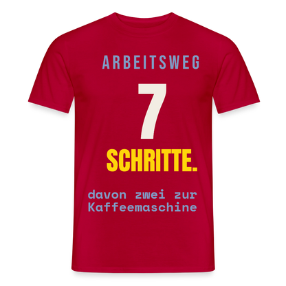 Arbeitsweg: sieben Schritte Motiv-T-Shirt für Männer, Farbe Rot