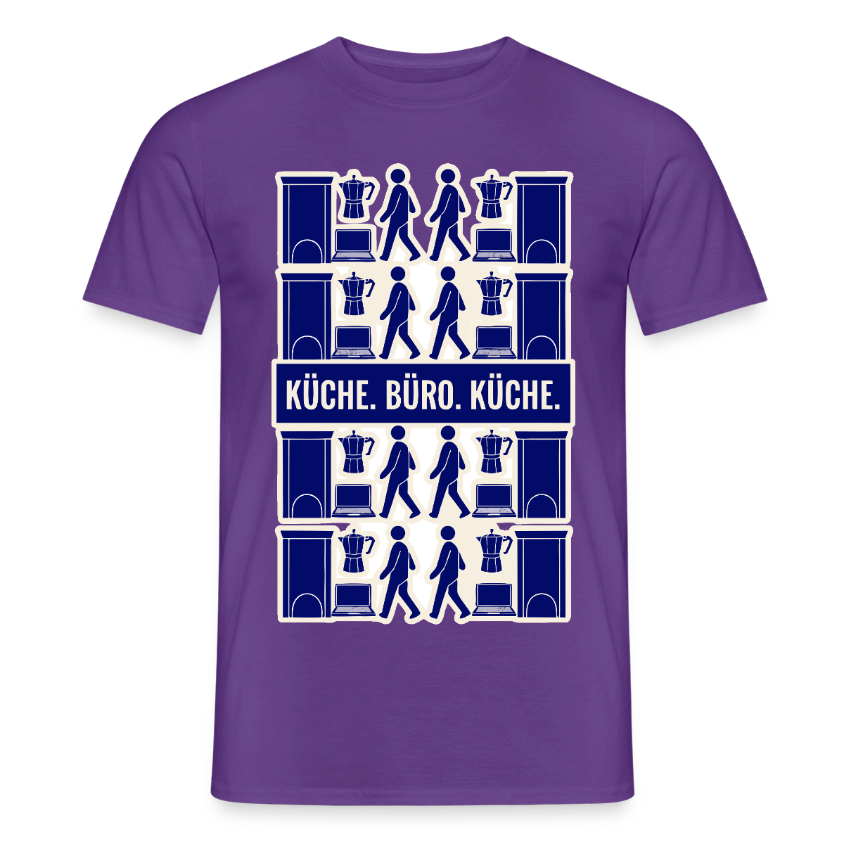 Küche. Büro. Küche. Motiv-T-Shirt für Männer, Farbe Lila