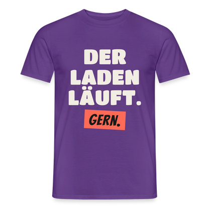 Der Laden läuft. Gern. Motiv-T-Shirt für Männer, Farbe Lila
