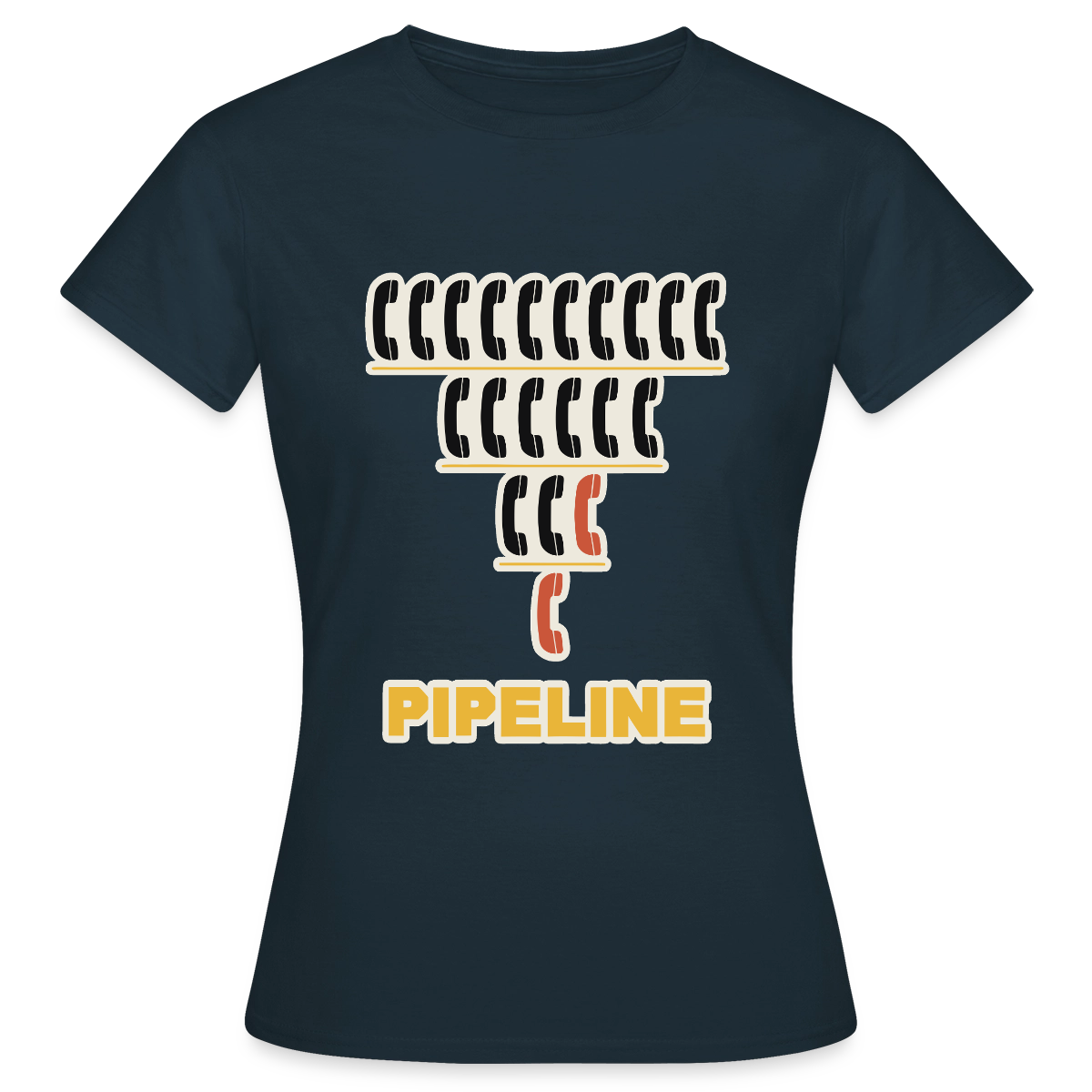 Pipeline. Isotype-Motiv Motiv-T-Shirt für Frauen, Farbe Navy