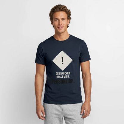 "Der Drucker hasst mich. Persönlich." Motiv-T-Shirt für Männer, Farbe Navy