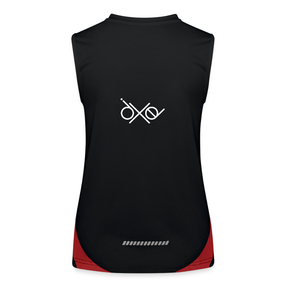 Funktionelles Kontrast-Tank Top für Frauen - personalisierbare Vorder- und Rückseite - Schwarz/Rot