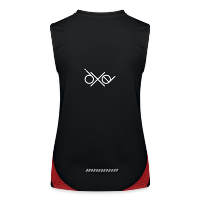 Funktionelles Kontrast-Tank Top für Frauen - personalisierbare Vorder- und Rückseite - Schwarz/Rot