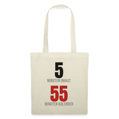 5 Minuten Inhalt, 55 Minuten Kalender Stoffbeutel, Farbe Natur